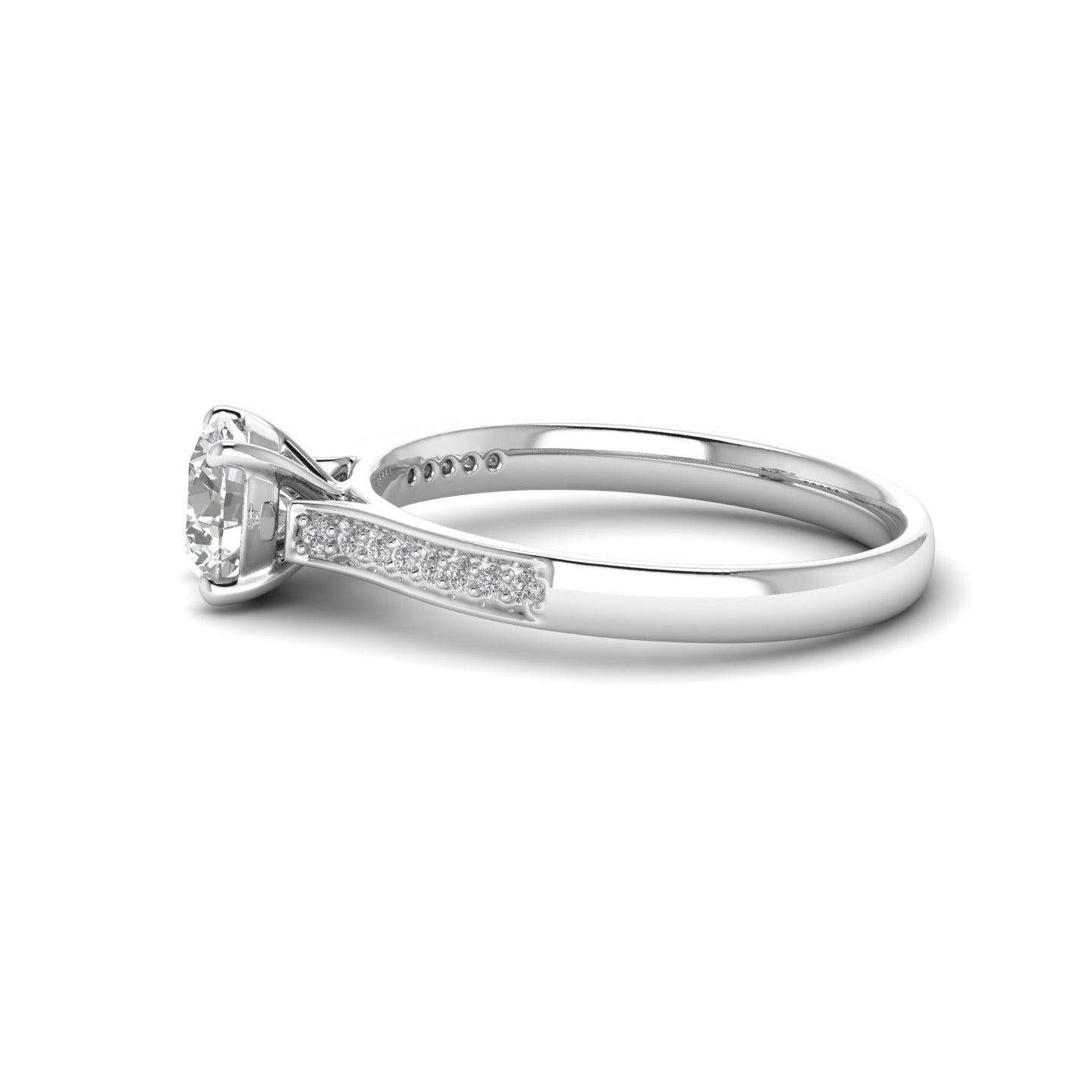 White Gold Studded 0.912 Carat Lab Grown Diamond Ring-D Color VVS Clarity.